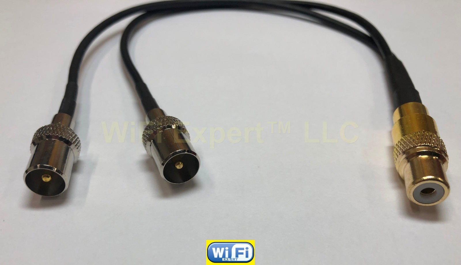 RCA 1 Female to 2x IEC TV PAL Male Cable 1F2M Y Adapter Splitter Combiner RG174