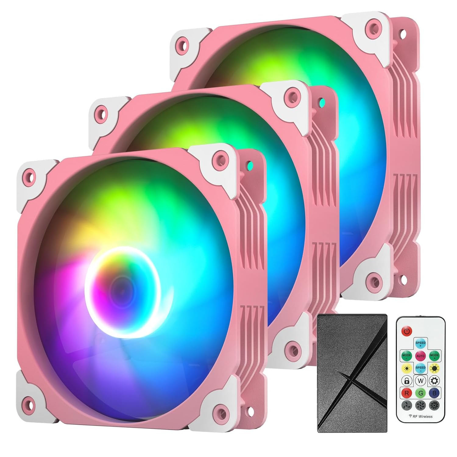 Vetroo 3 Pack 120Mm ARGB & PWM Case Fans with Controller High Airflow Addressab