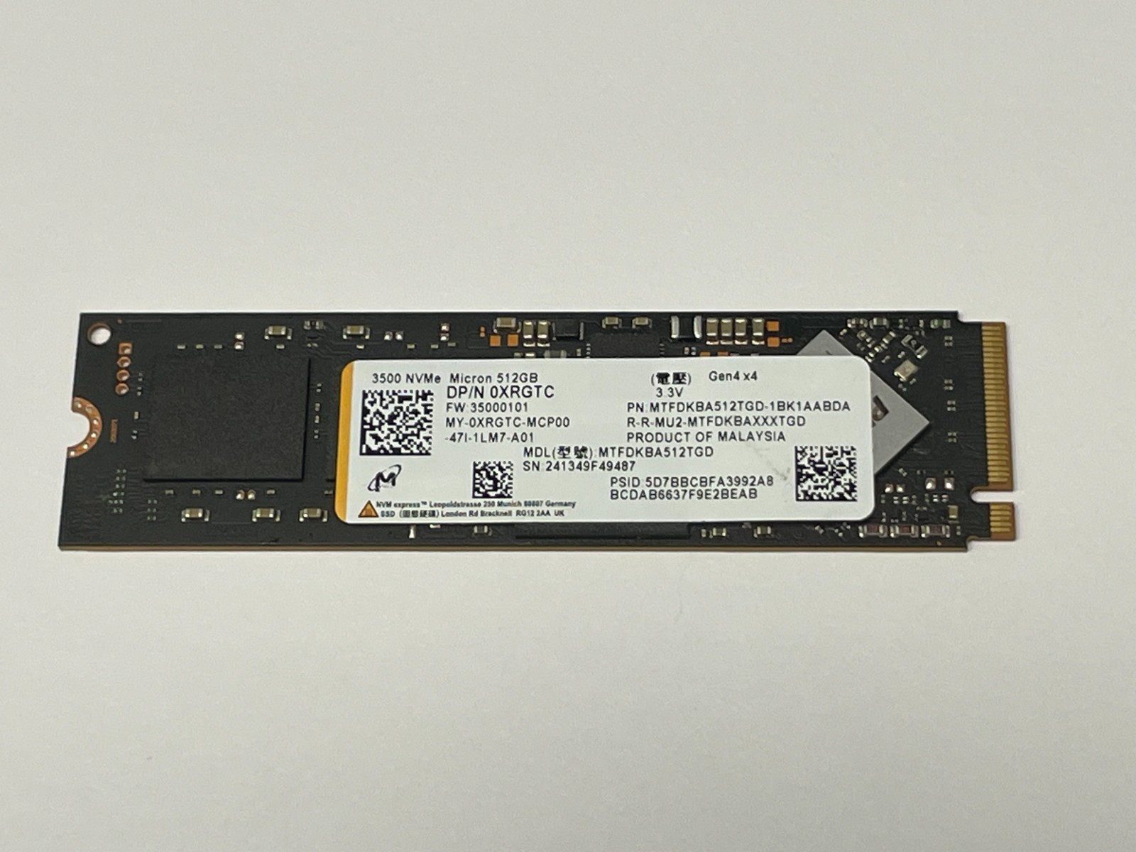 Micron 512GB 3500 NVMe m.2 Gen4 x4 SSD Solid State Drive MTFDKBA512TGD-1BK1AABDA