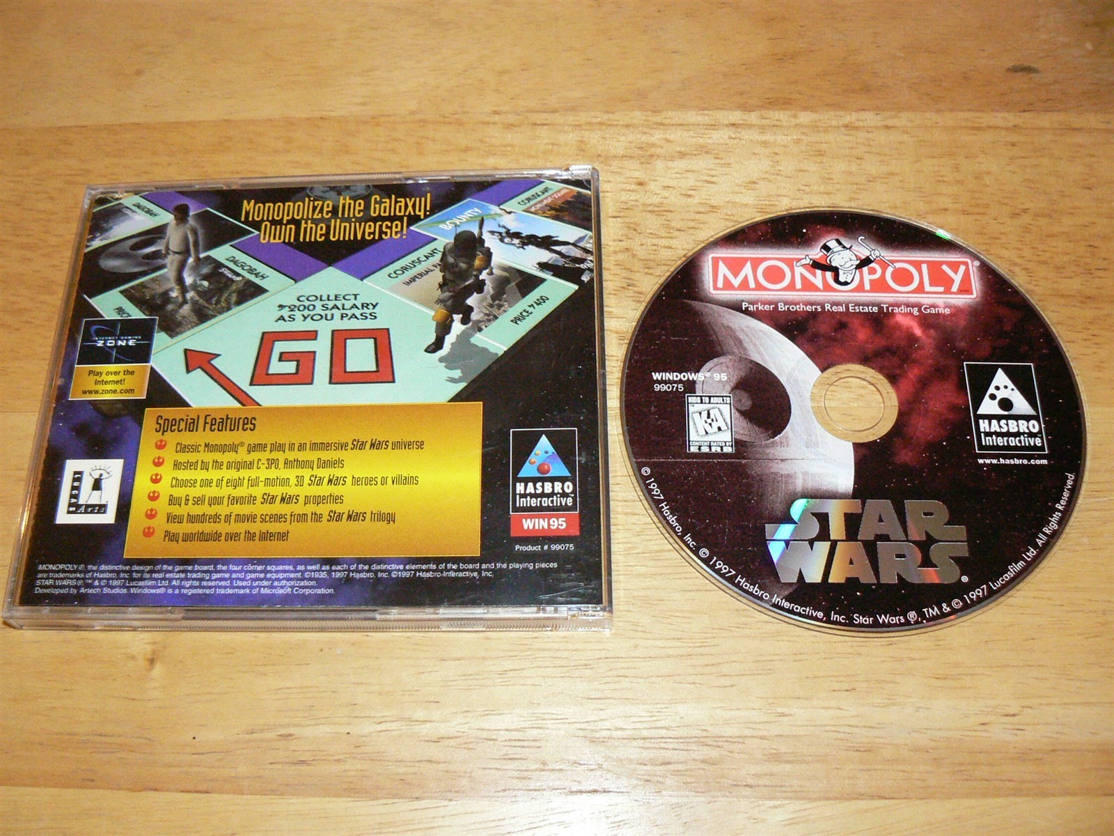 Star Wars Monopoly PC CD-ROM Hasbro Interactive LucasArts 1997 for Windows 95