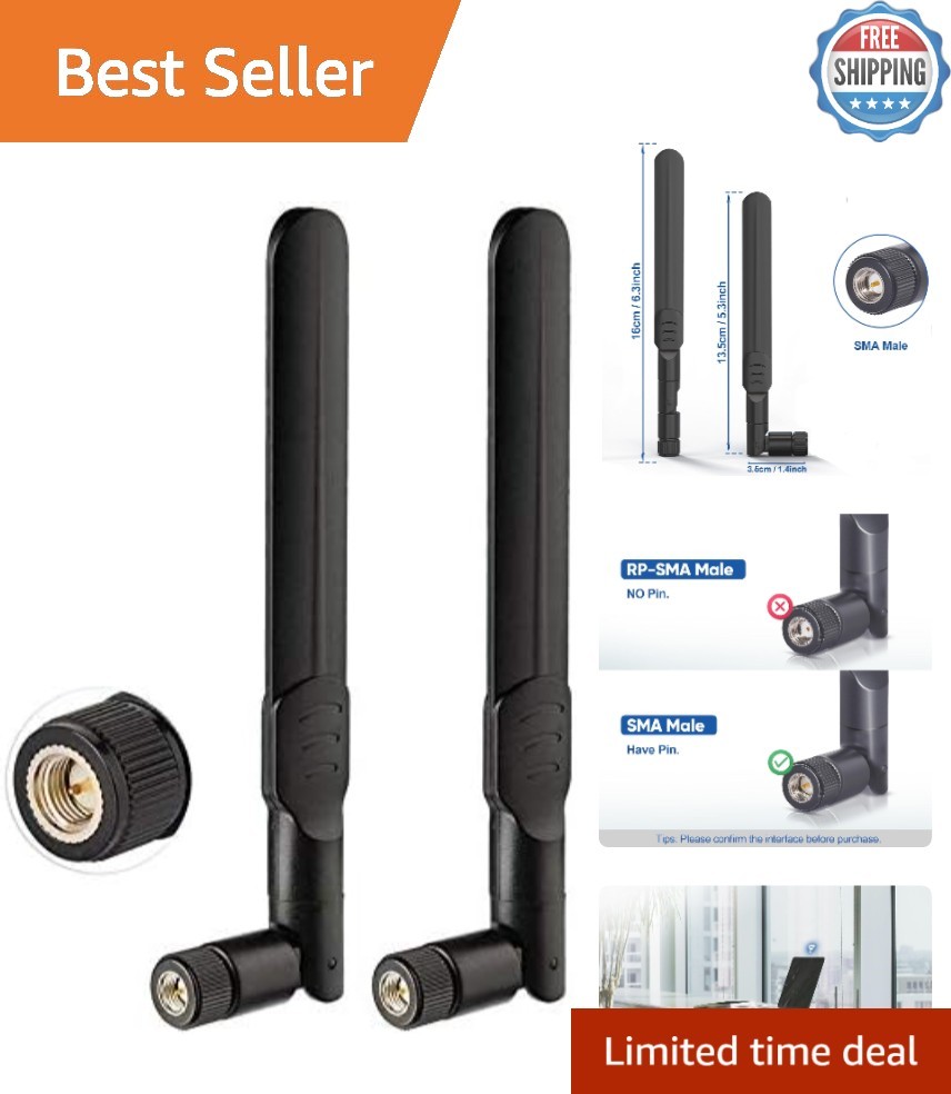 Durable 2-Pack 8dBi SMA Male Antenna for Uninterrupted 4G LTE Signal Enhancement