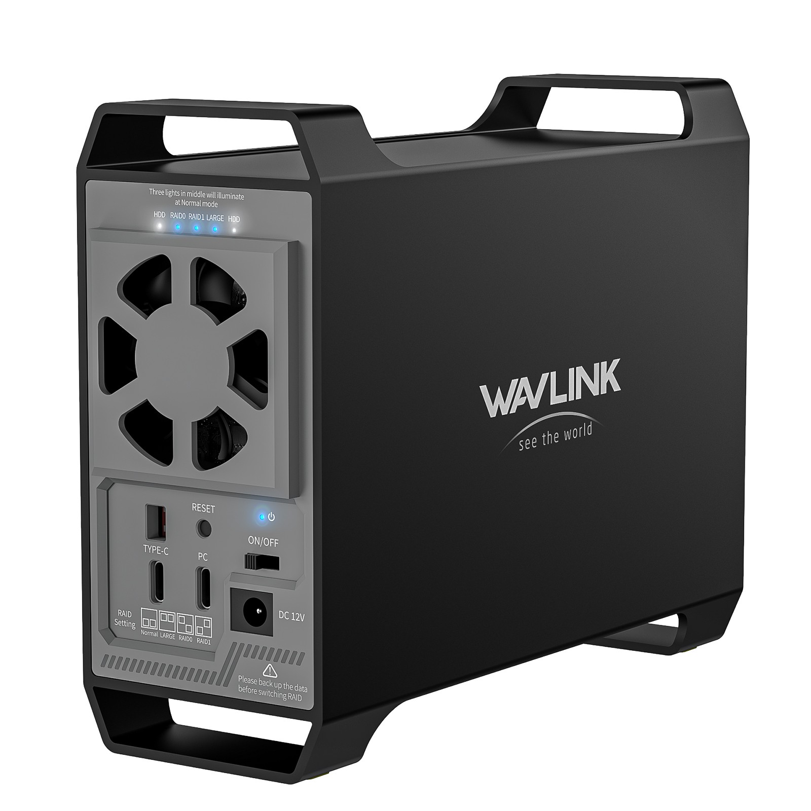 2-Bay Hard Drive Enclosure for 2.5''/3.5'' SATA HDD/SSD 4 RAID Modes USB-C 3.2