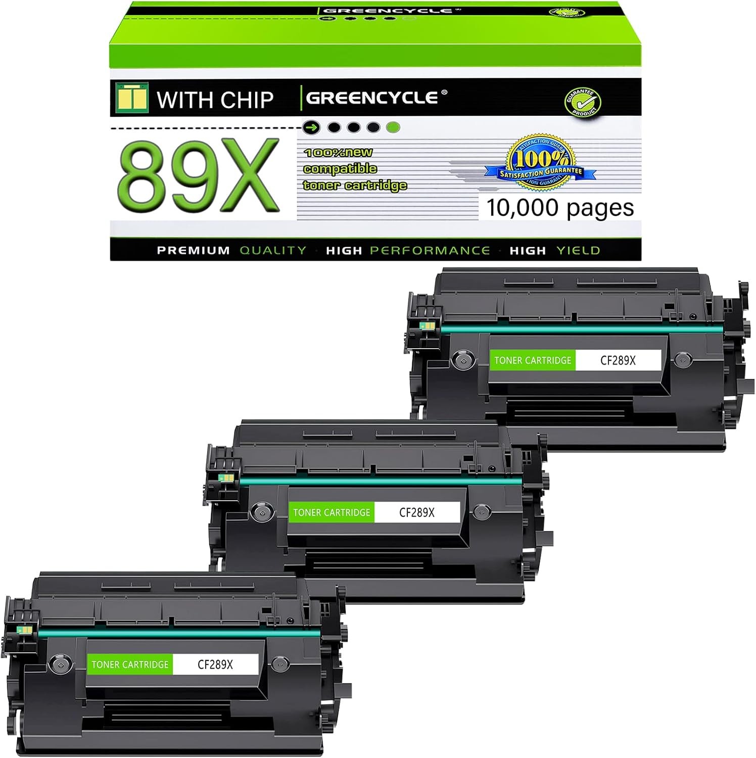 3PK GREENCYCLE 89X CF289X Chip Toner For HP Enterprise M507N DN X  MFP M528C Z