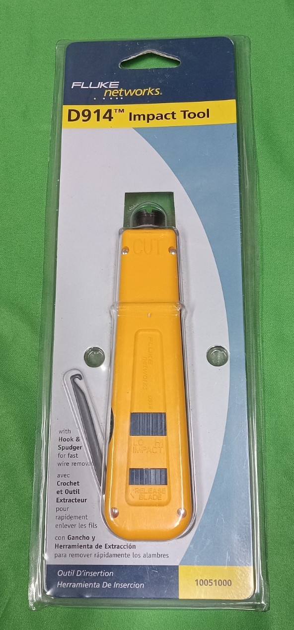 Fluke Networks D914 Impact Punch Down Tool 10051000 w Hook Spudger Sealed