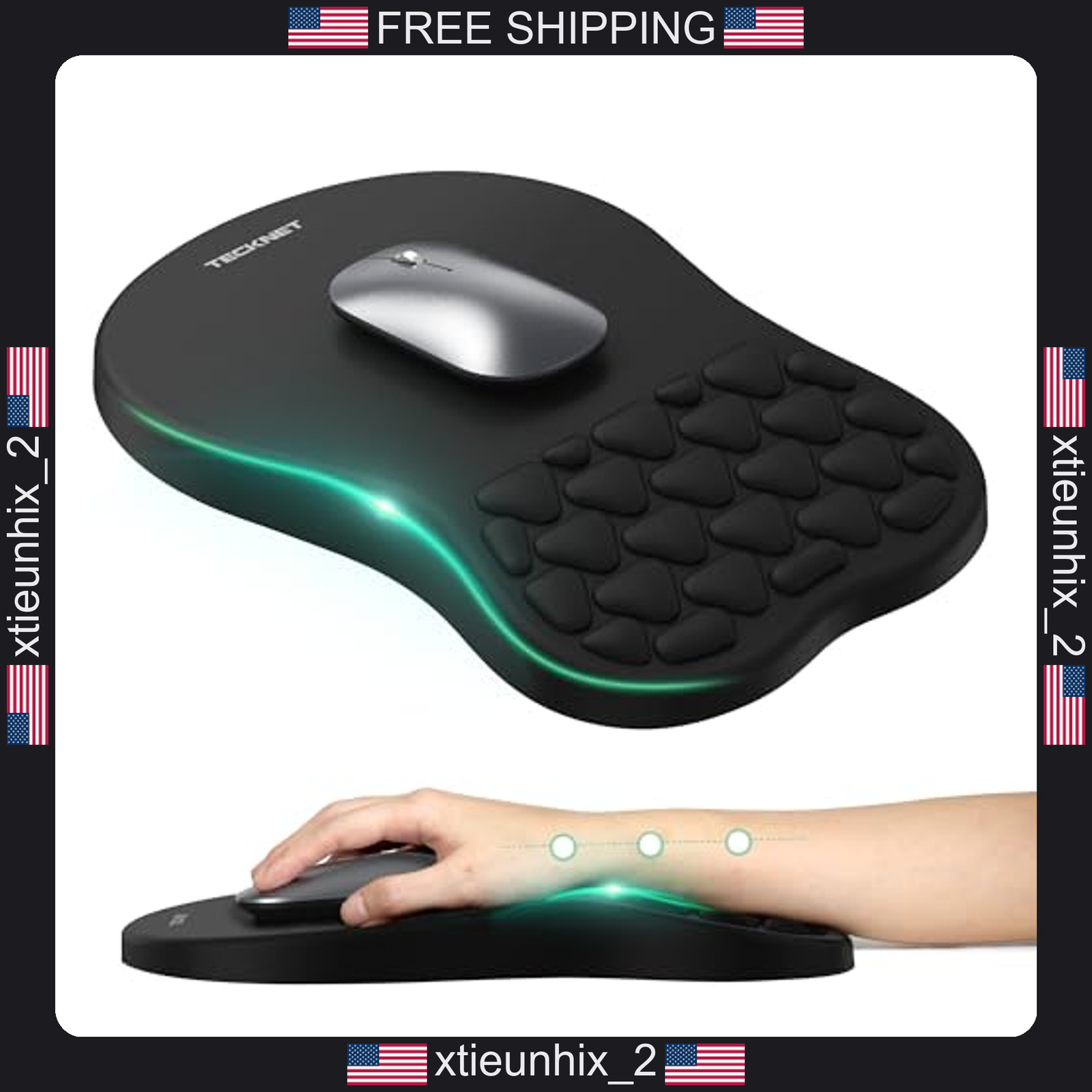 Ergonomic Mouse Pad with Wrist Rest 12x8 Inches Memory Foam Non-Slip