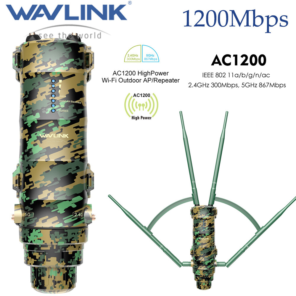 WAVLINK WIFI RANGE EXTENDER OUTDOOR BOOSTER AC1200 WIFI ROUTER REPEATER SIGNAL