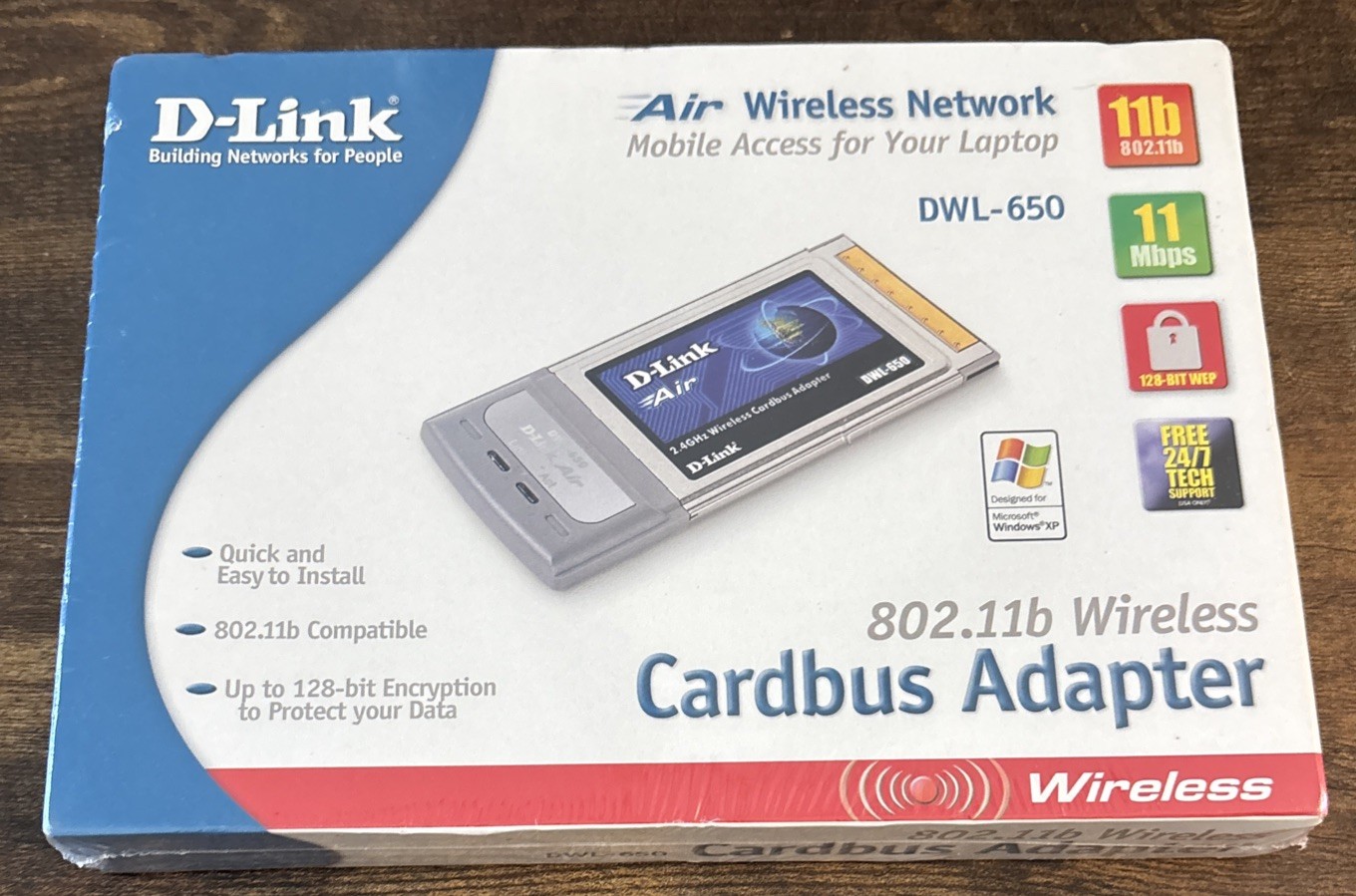 D-Link Air Wireless Network CardBus Adapter IEEE 802.11b 11Mbps DWL-650 New