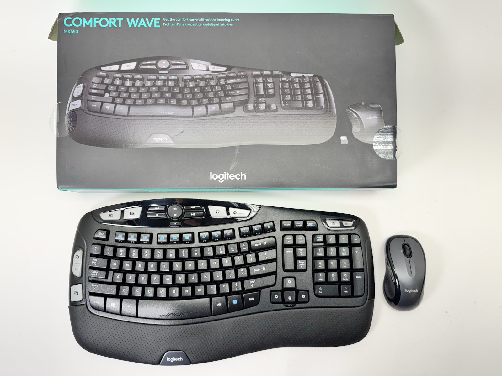 Logitech MK550 Wireless Wave Keyboard Mouse Combo W/ Box - MAYBE USED???