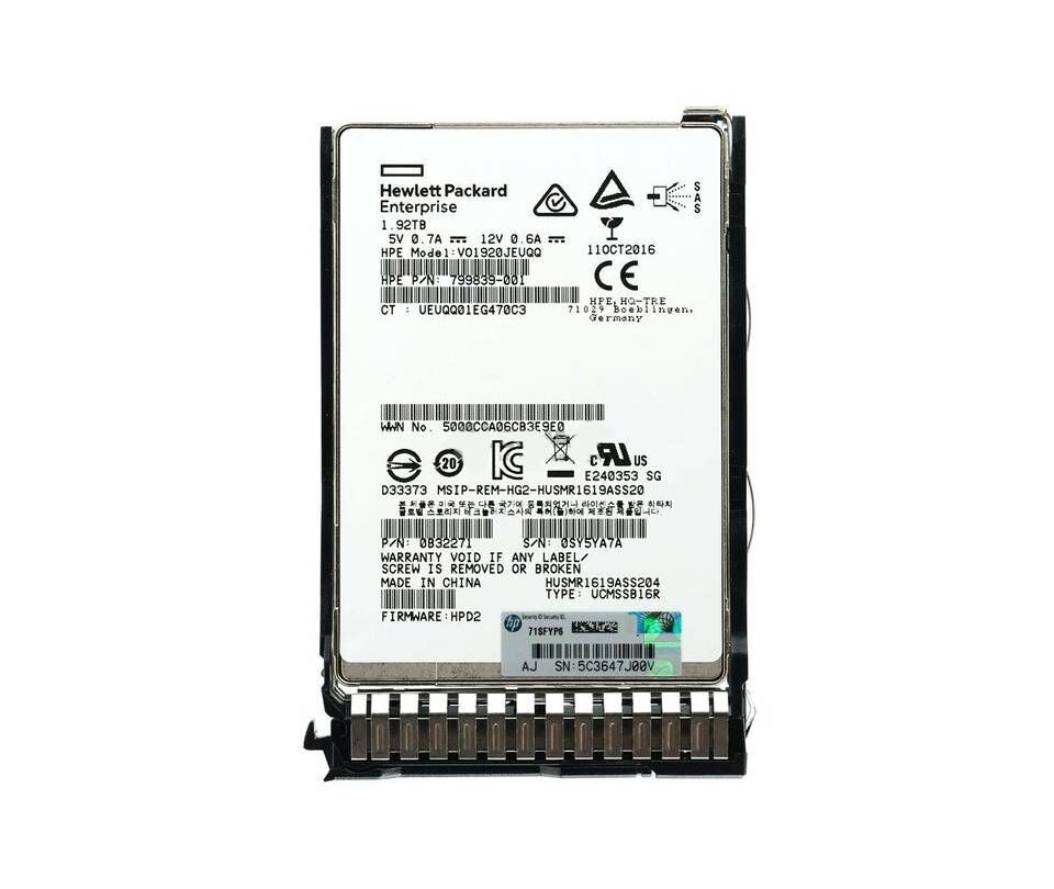 802891-B21 HPE 1.92TB SAS 12G READ INTENSIVE SC SS540 SSD 802911-001 BLANK TRAY