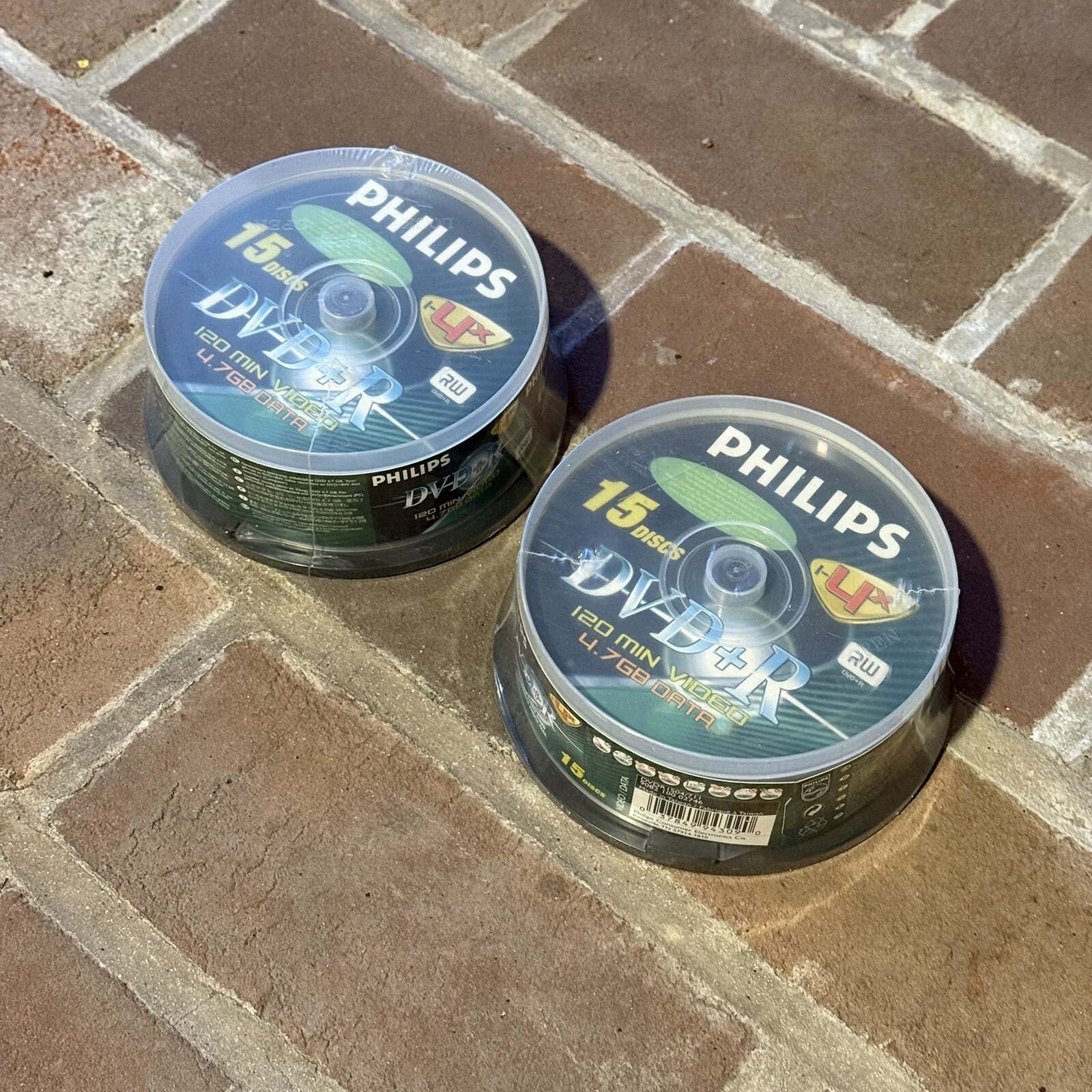 Set of 2 - 15 Discs PHILIPS DVD+R RW 1-4x - Blank Media - 4.7GB 120Min