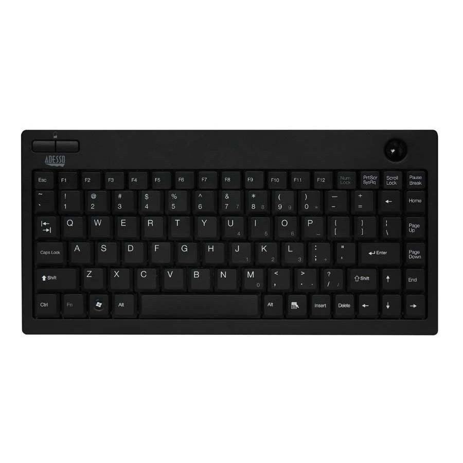 Wireless Mini Trackball Keyboard 87-Key Compact 800 DPI 2.4GHz USB 30ft Range