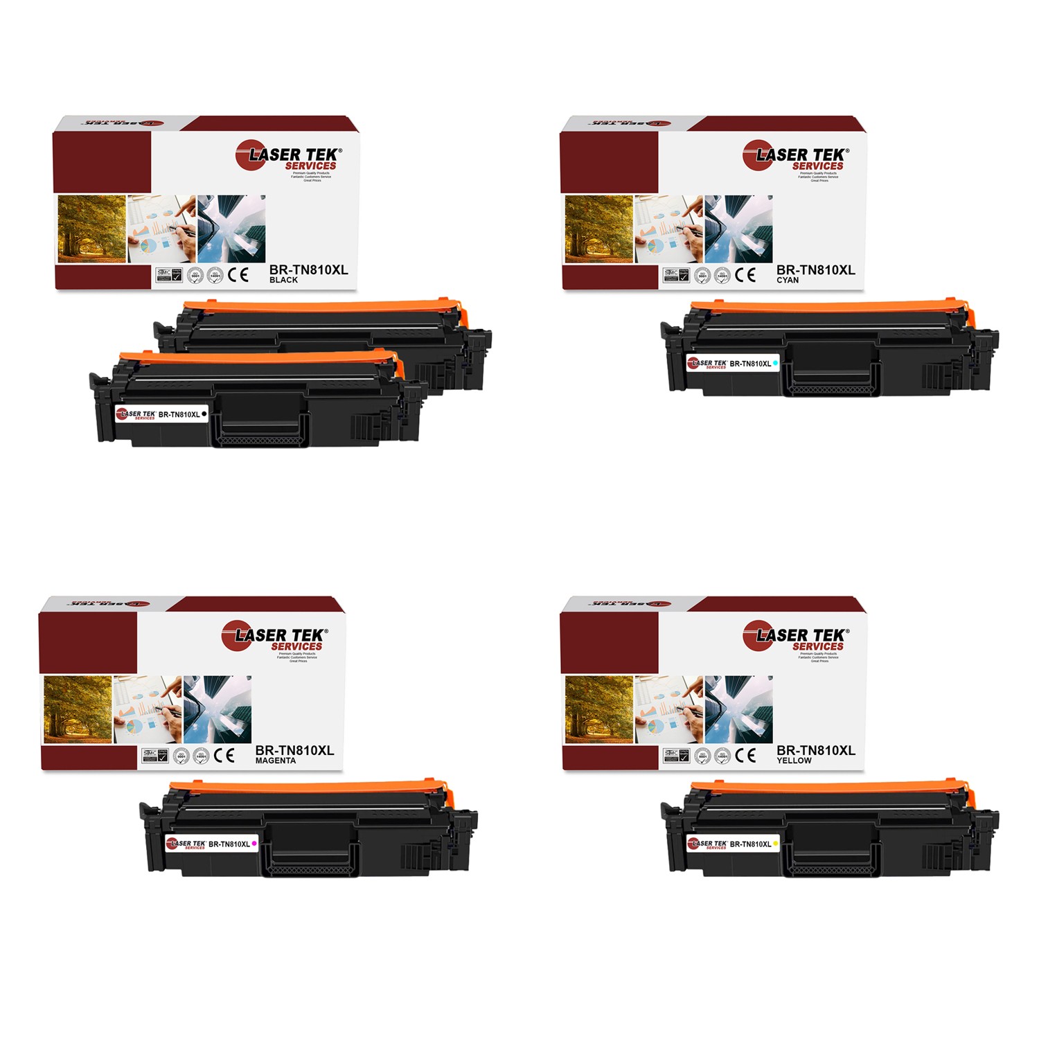5Pk LTS TN810 BCMY HY Compatible with Brother HL‐L9410CDN Toner Cartridge