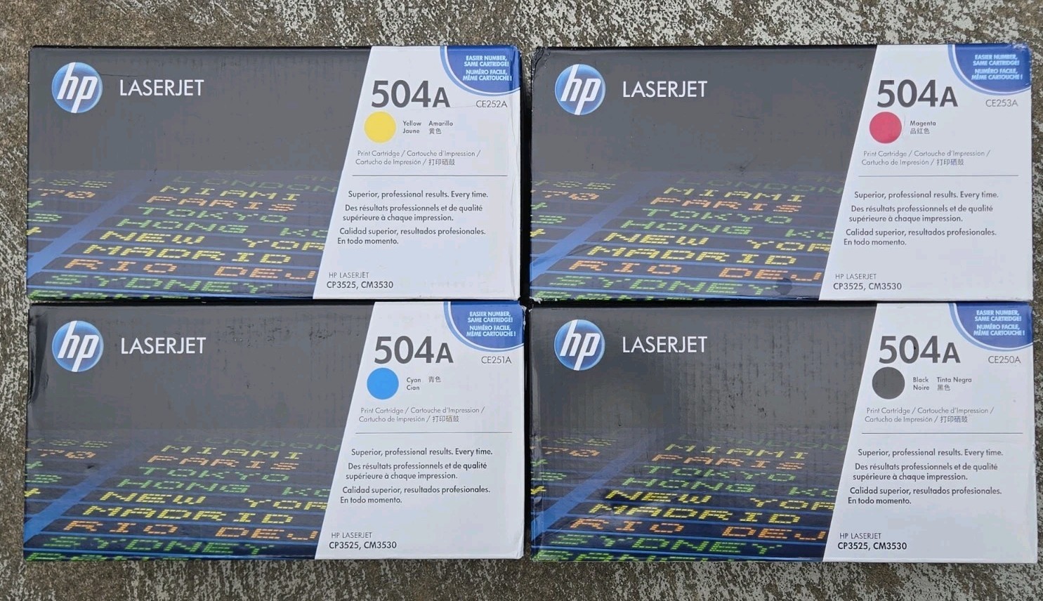 Set Genuine HP HP504A CMYB  Toner CE250A, CE251A, CE252A, CE253A **SEE Desc**