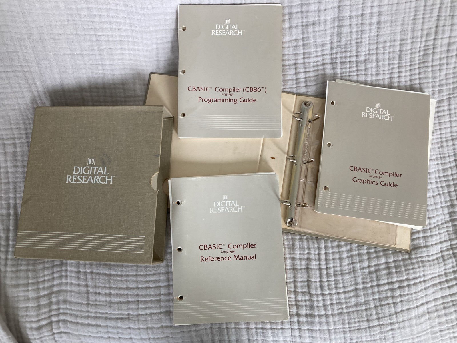 Vintage 1980s Digital Research CP/M-86 CBASIC Compiler computer manuals and case