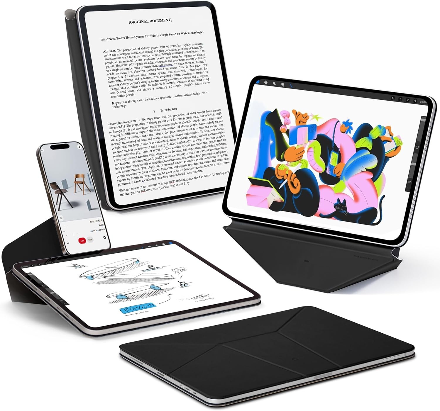 MOFT Dynamic Folio Case for iPad Pro 11 inch (M5 2025 / M4 2024), Black