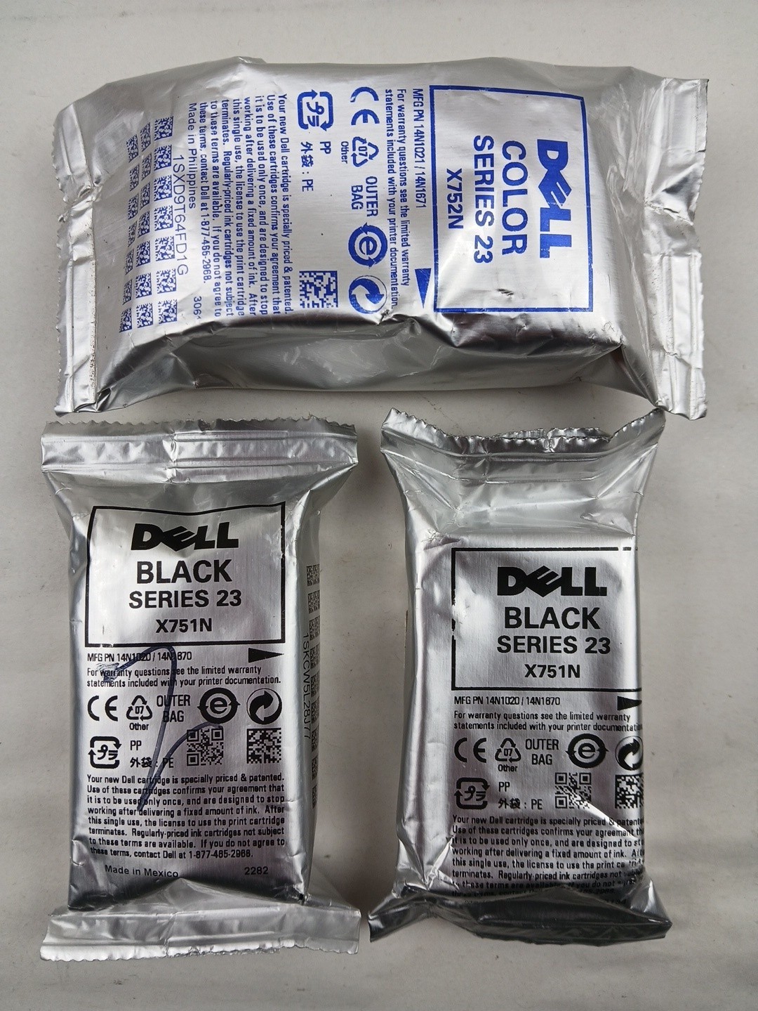 Genuine Dell Series 23 Color Black Ink Cartridge Set NOS Sealed X752N X751N