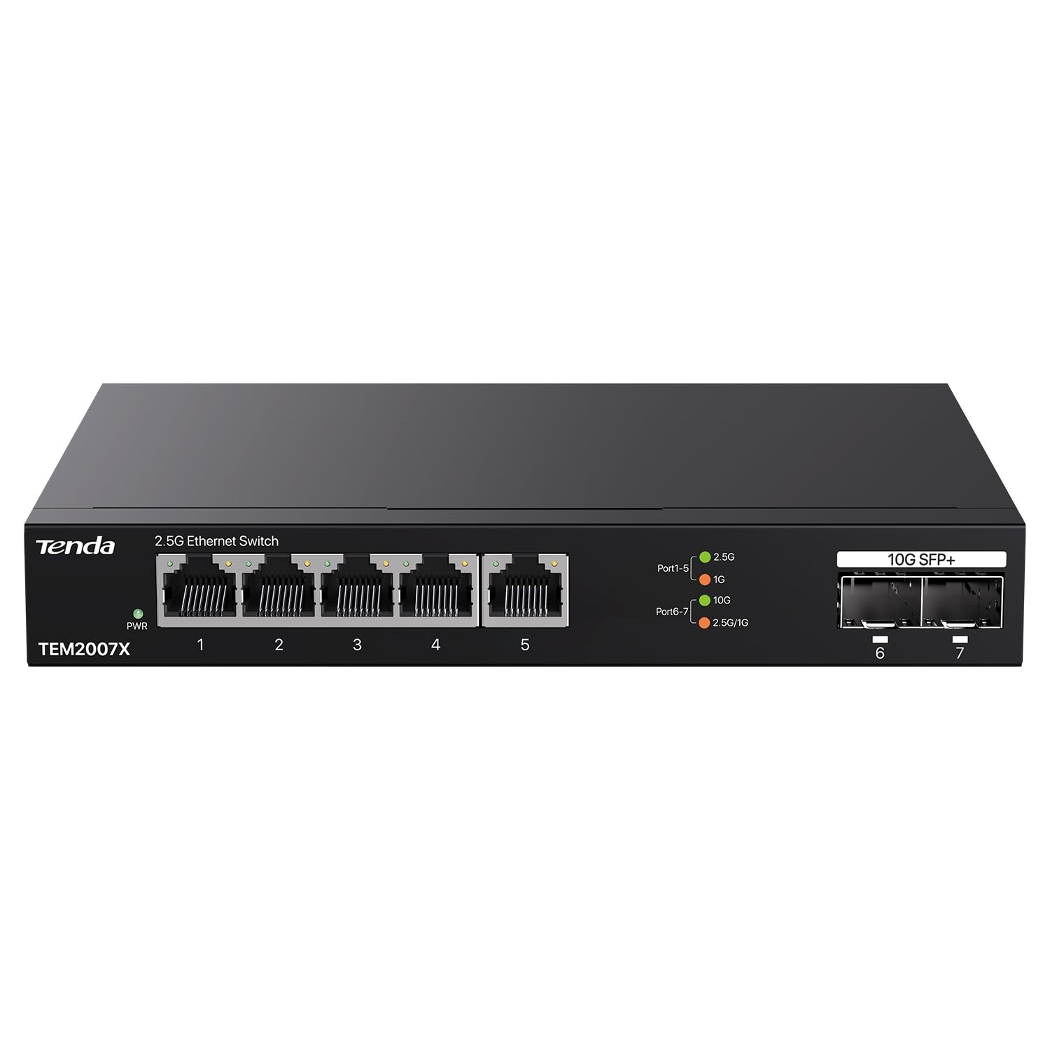 7Port 2.5G Unmanaged Ethernet Switch 5 x 2.5G Ports 2 x 10G SFP+ Metal Hub