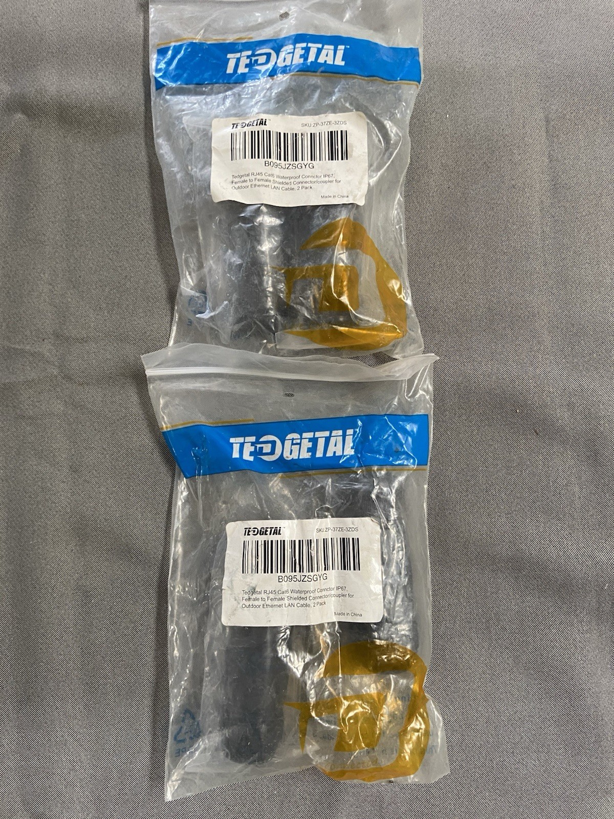 TEGGETAL Waterproof Shielded RJ45 Female Connector Black 2 Pack