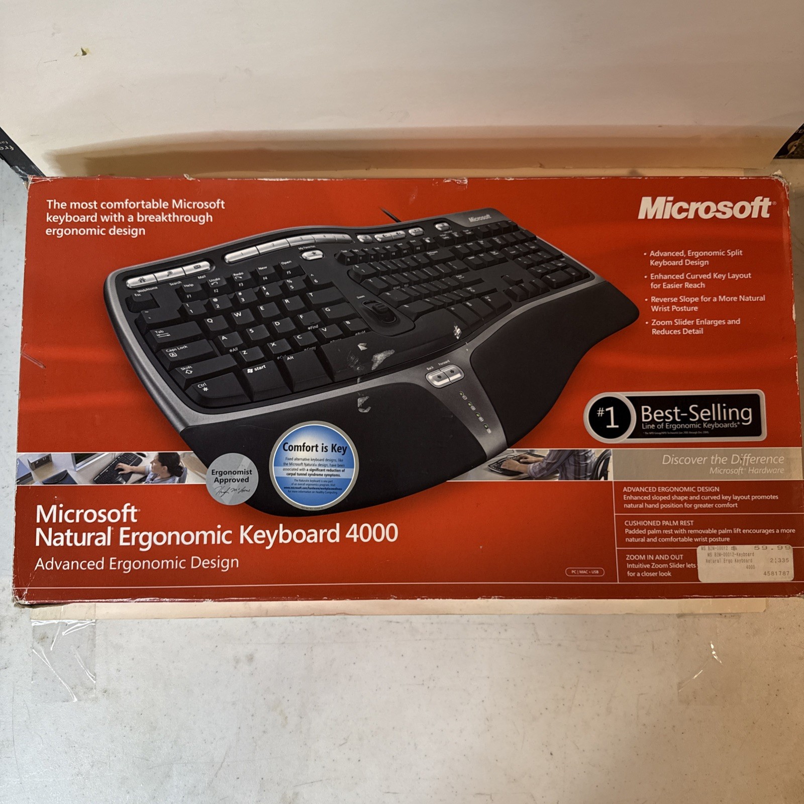 Microsoft Natural Ergonomic Keyboard 4000 Wired Black QWERTY (READ)