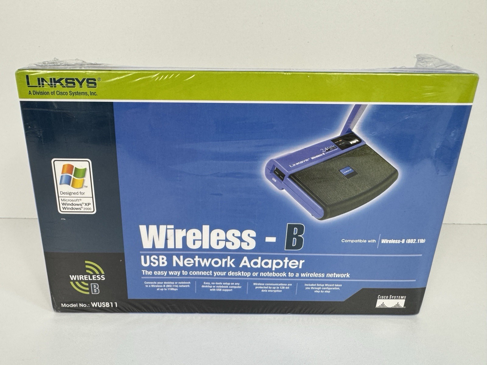 Linksys WUSB11 Wireless-B USB Network Adapter 2.4GHz 802.11b NEW SEALED Vintage