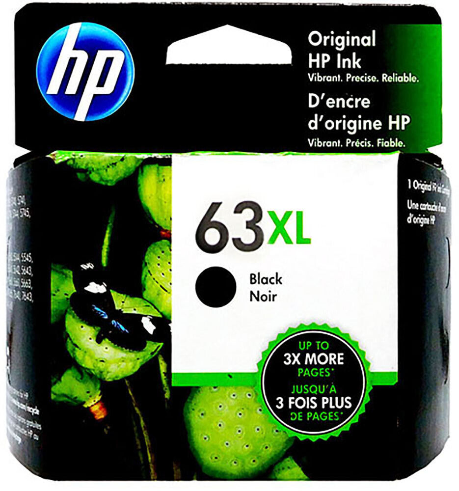 HP #63XL Black Ink Cartridge F6U64AN NEW GENUINE