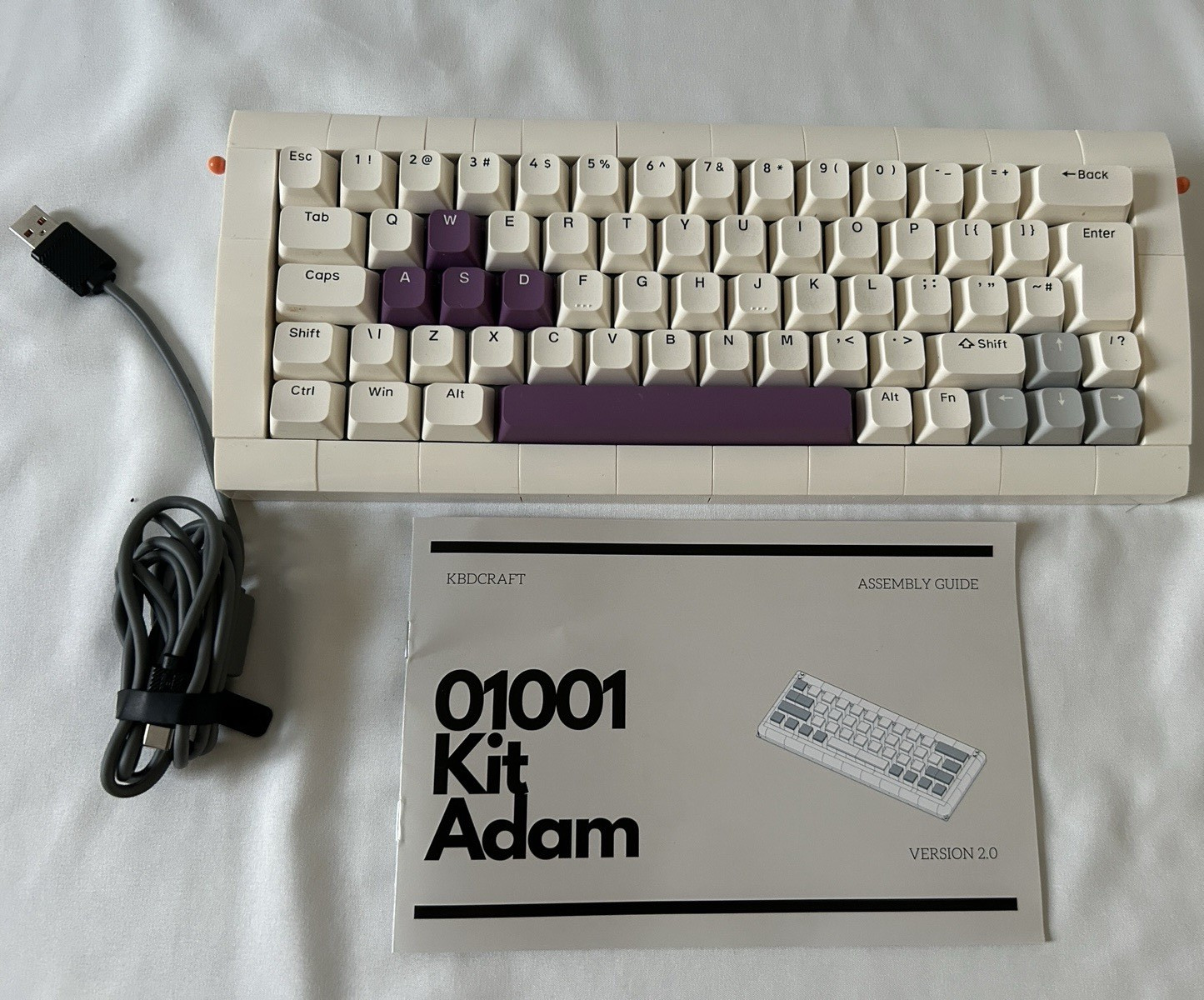 KBDcraft 01001 Kit Adam Mechanical Wired USB-C Keyboard QWERTY White/Purple/Gray