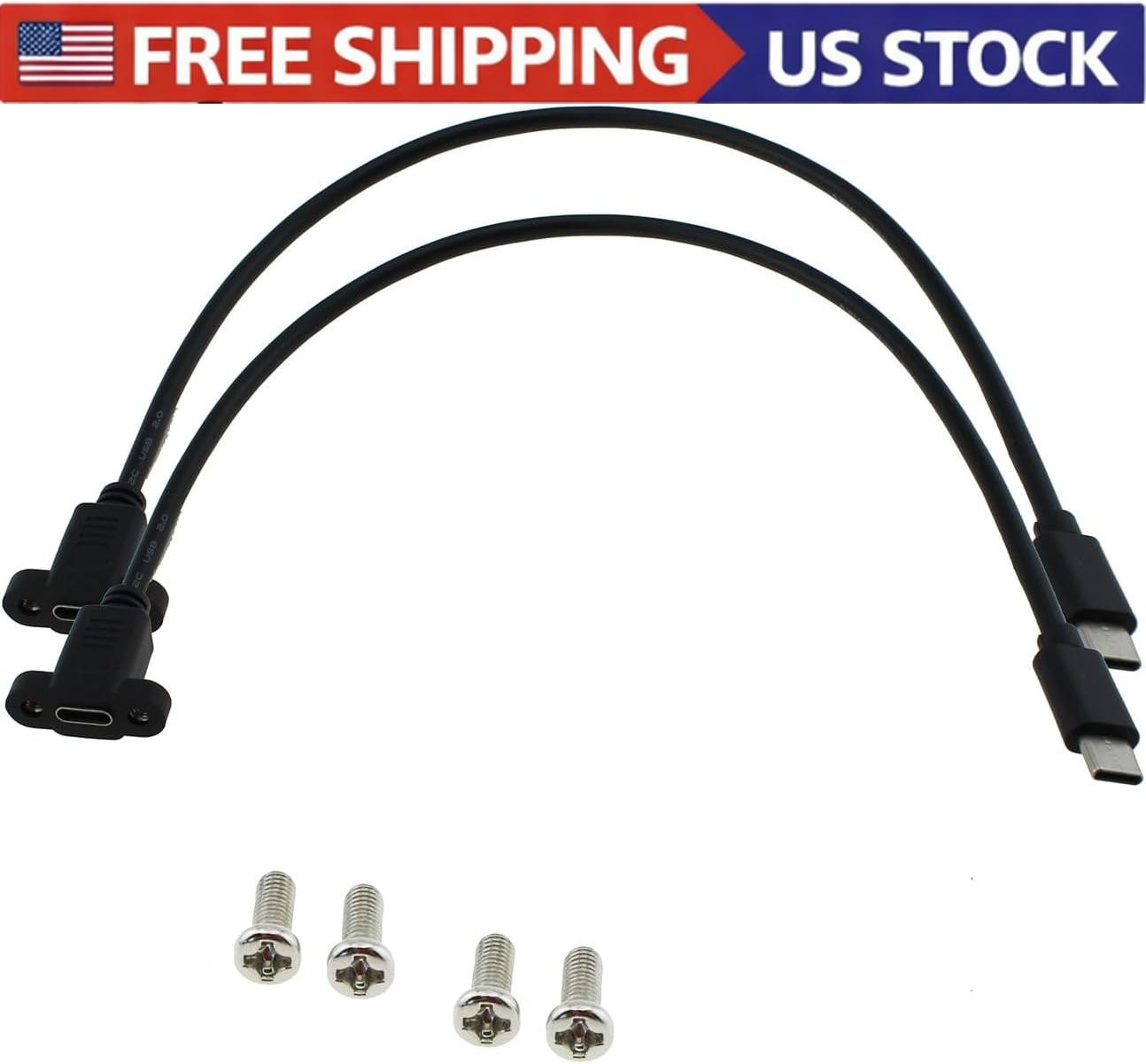 USB C Panel Mount Cable FOR Dash Install 10Gbps Type C Extension 2 Pack