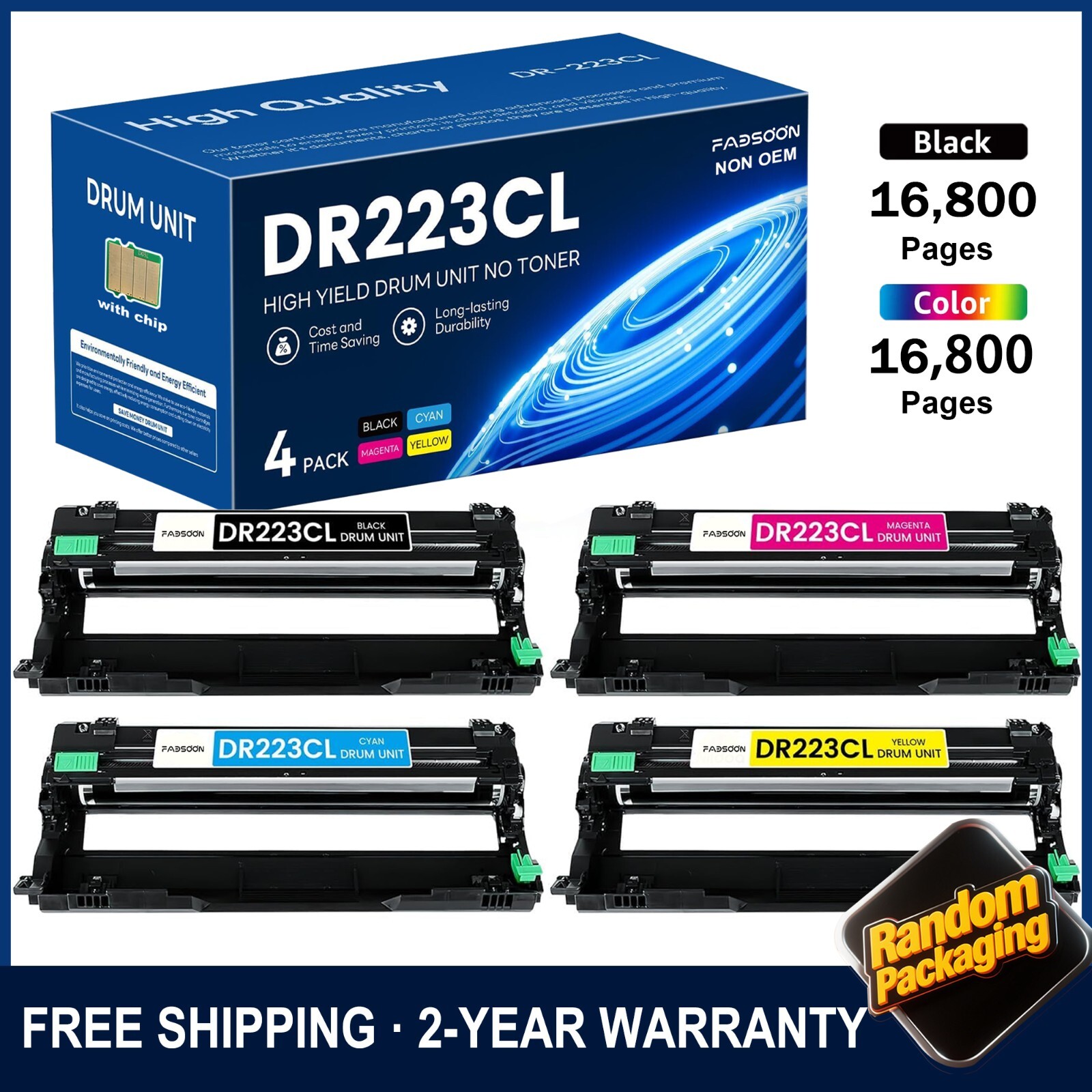 FADSOON® 4PK DR223CL Drum Unit for Brother HL-L3270CDW L3710CW MFC-L3750CDW 