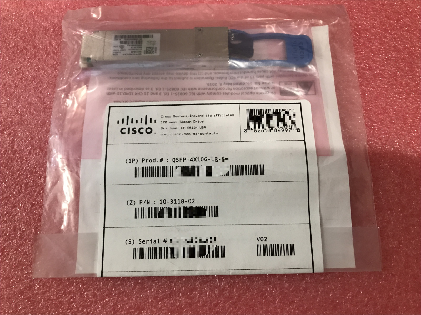 New Sealed Cisco QSFP-4X10G-LR-S 4x10GBASE-LR 1310nm 10km SMF QSFP Module W/HOLO