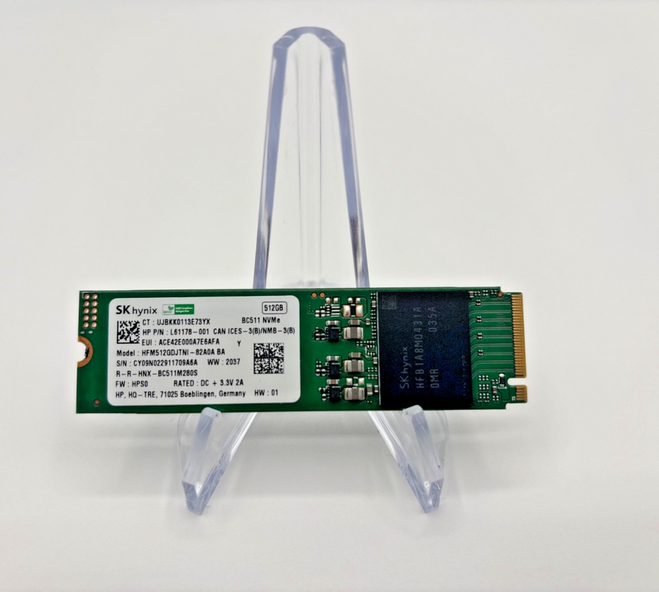 SK hynix BC511 512GB M.2 2280 NVMe PCIe SSD HFM512GDJTNI HP L61178-001
