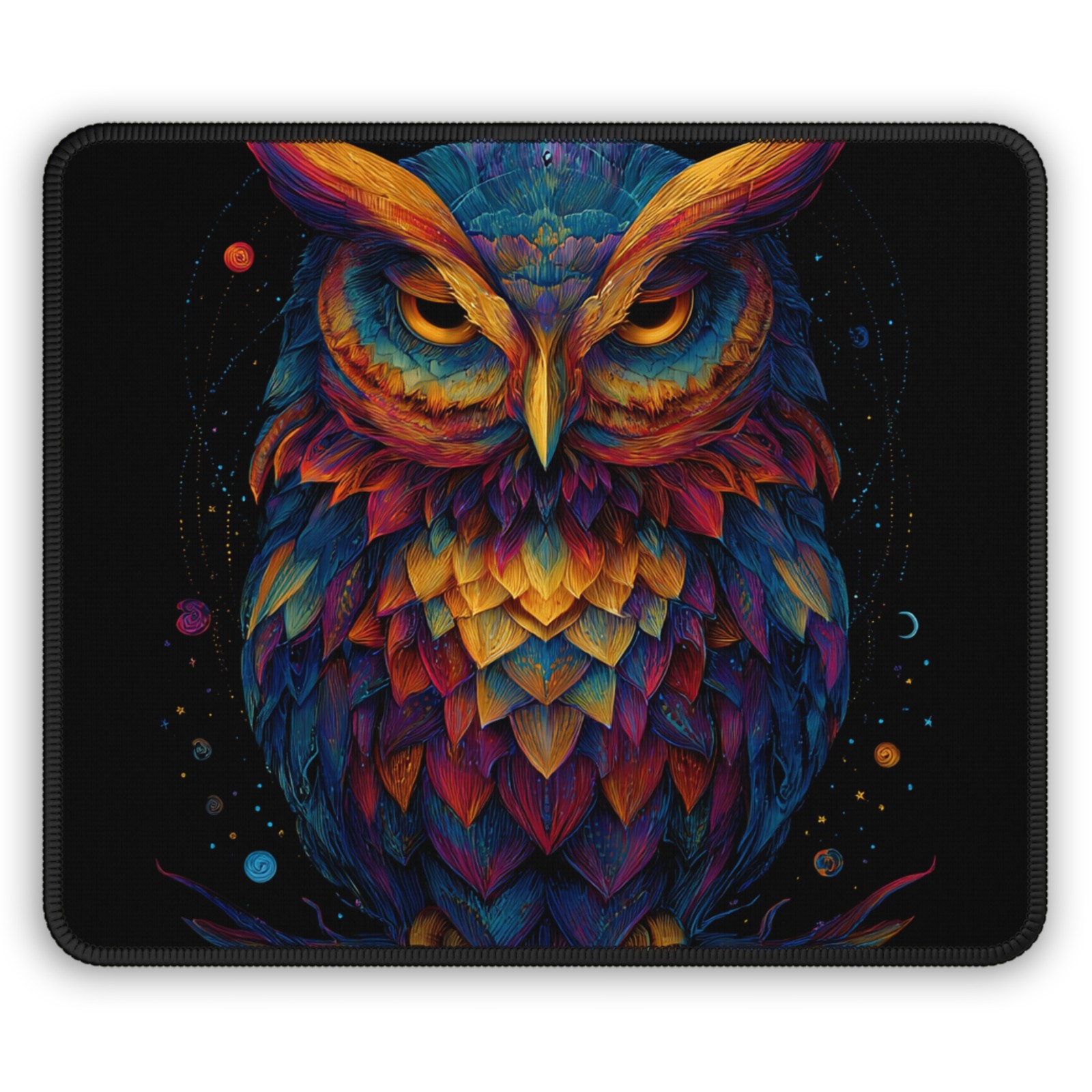 Colorful Neon Owl Gaming Mouse Pad | Vibrant Owl Art