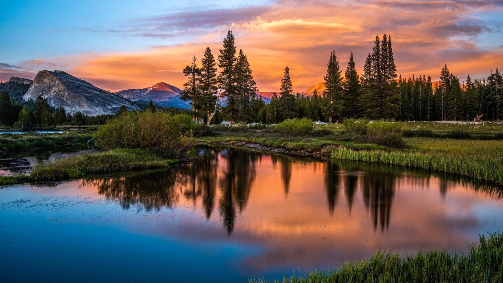 Landscape sunset lake trees mountains nature reflection Custom Gaming Mat Desk