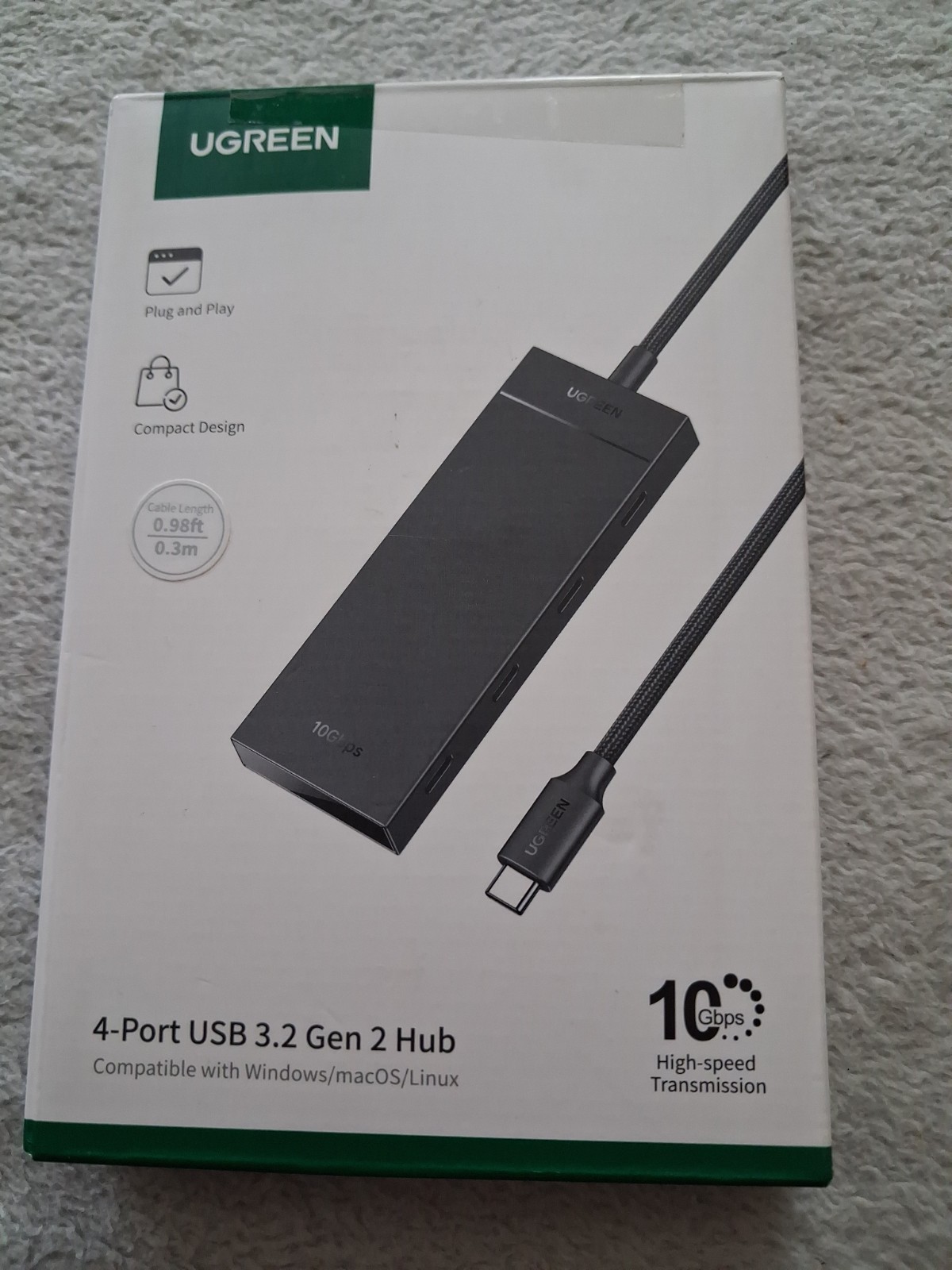 UGREEN 4 Port USB-C Hub USB 3.2 Gen 2 10Gbps Plus PD 100W Charging Port