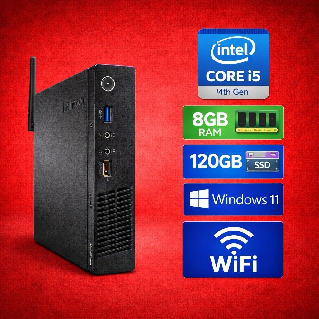 Lenovo ThinkCentre M73 Tiny Desktop PC i5-4460T 8GB RAM 120GB SSD WiFi Windows11