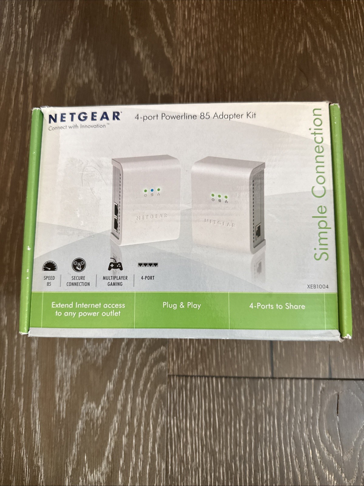 Netgear 85 Mbps Powerline Ethernet Switch Kit XEB1004-100NAS New Open Box