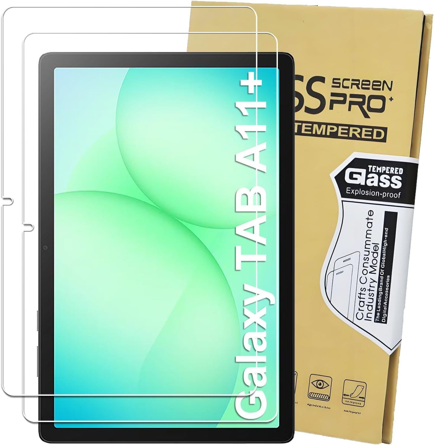 2-Pack Tempered Glass Screen Protectors Ultra HD for Samsung Galaxy Tab A11+ 11