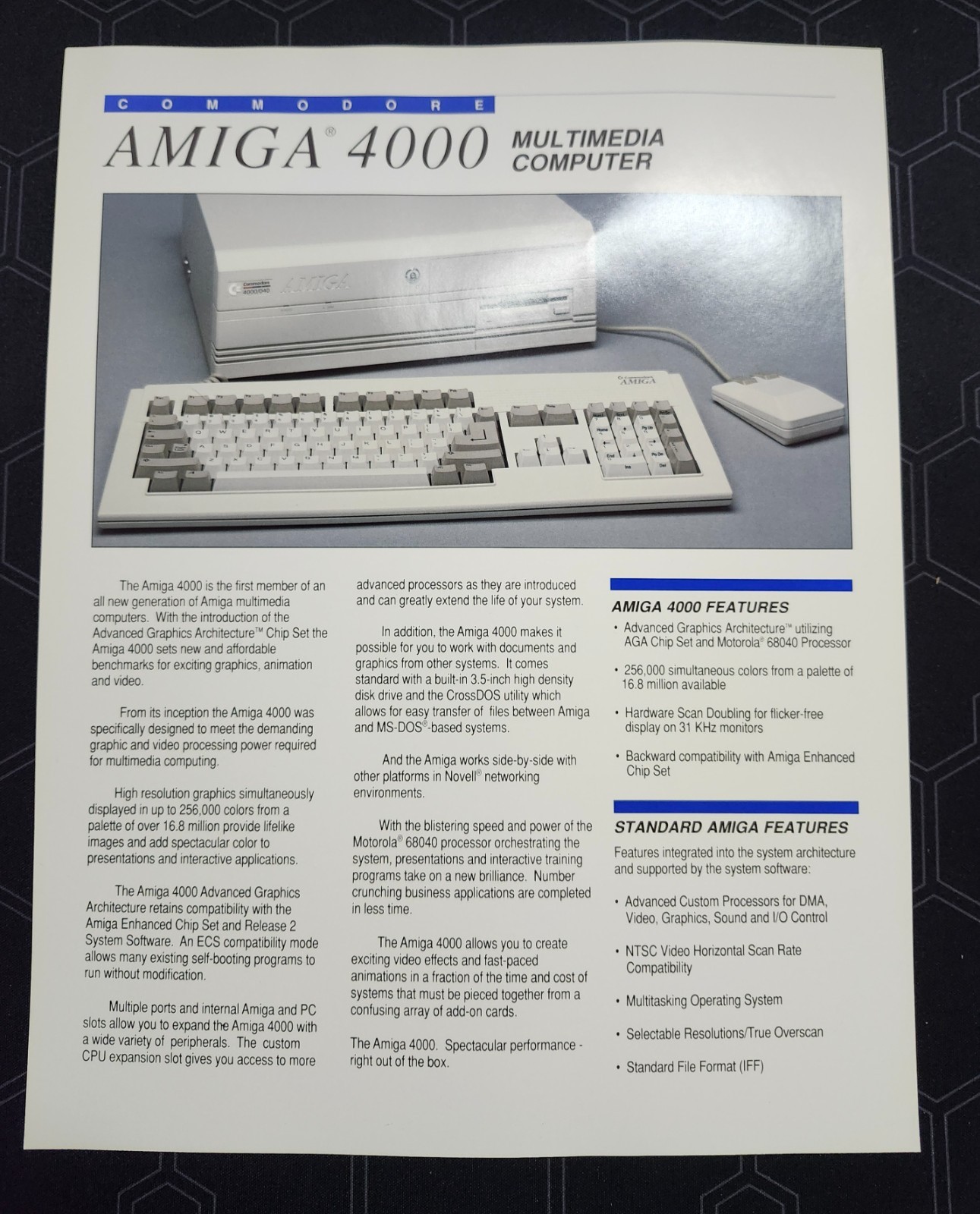 Amiga 4000 Info/promo sheet - Original Commodore Canada for Amiga dealers
