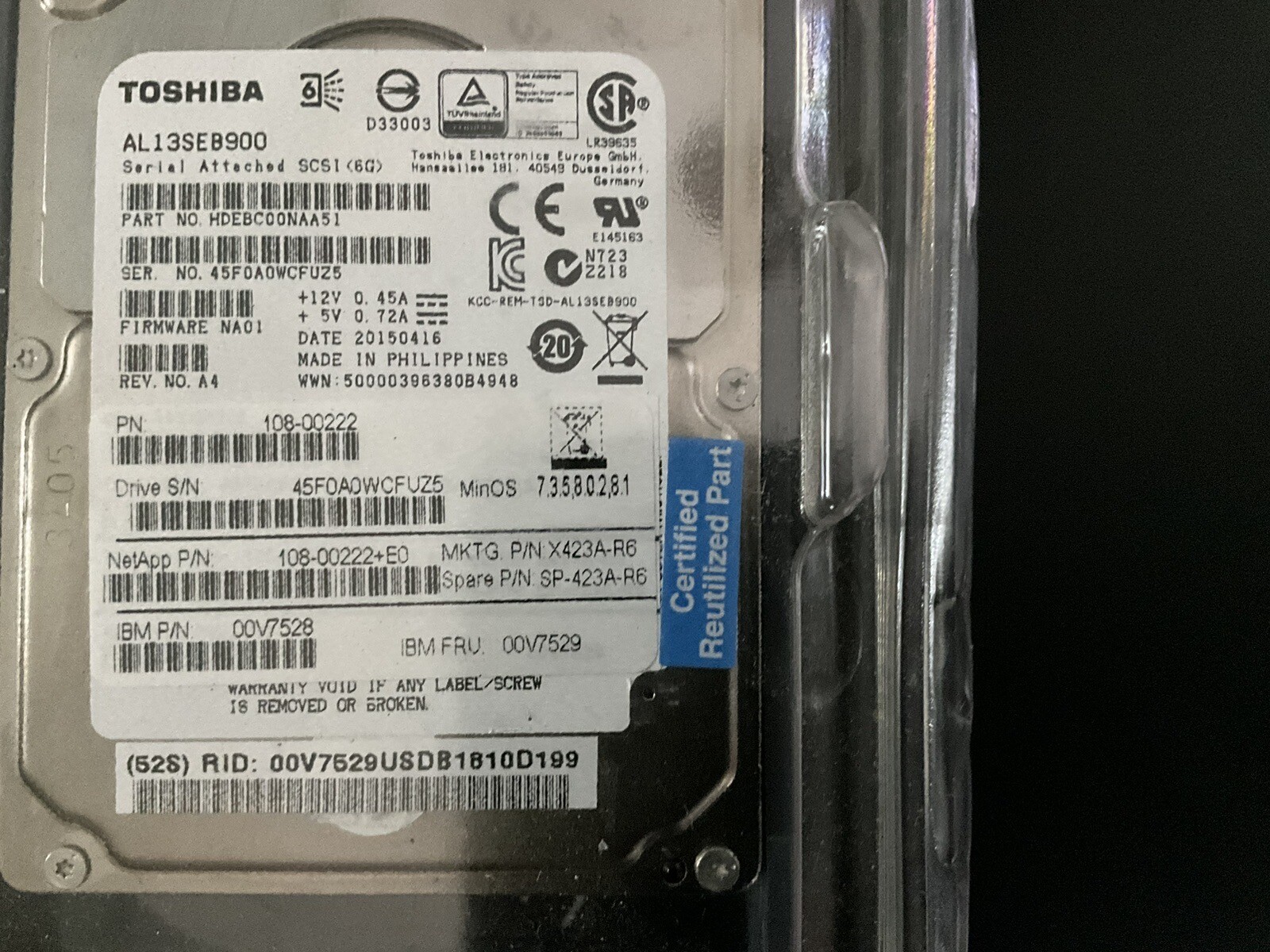 IBM 00V7529 00V7528 108-00222 111-00721+A0 NAJ-1001 DS2246 FAS2552- 900