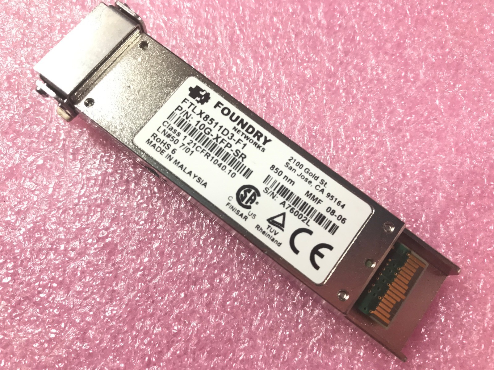 Foundry Finisar 10G-XFP-SR 10GB MMF XFP Optic Transceiver FTLX8511D3-F1 w/60DAYS