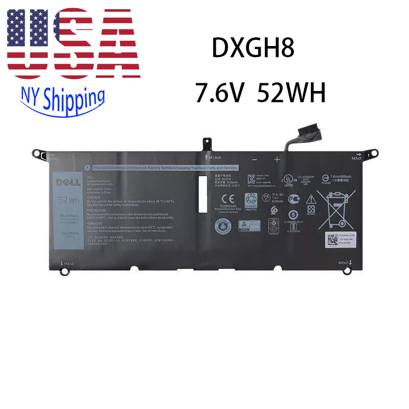 Genuine DXGH8 Battery 52Wh 7.6V For Dell XPS 13-9370-D1605G G8VCF H754V P82G001