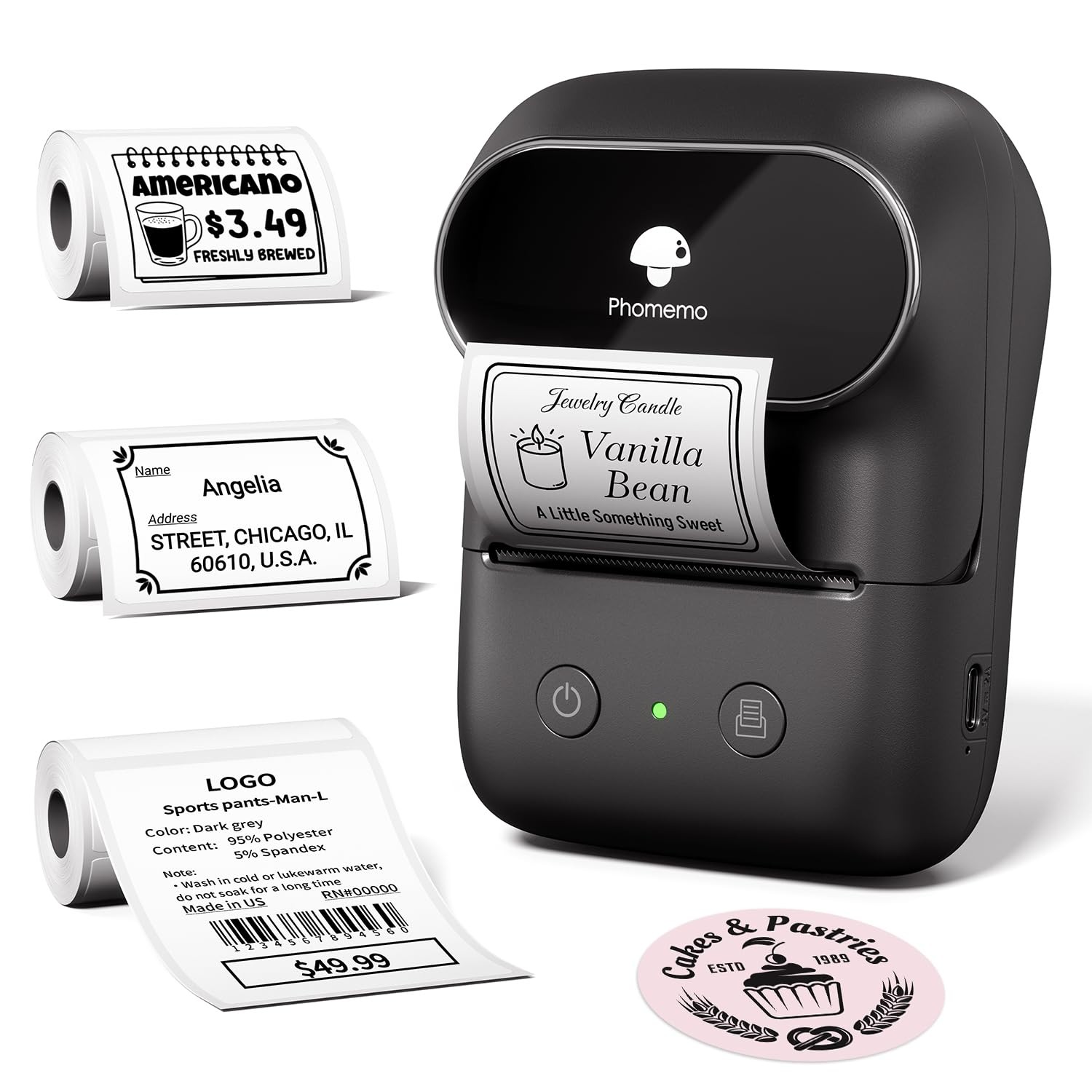 Thermal Label Maker Machine with Tape (3 Rolls), Sticker Printer