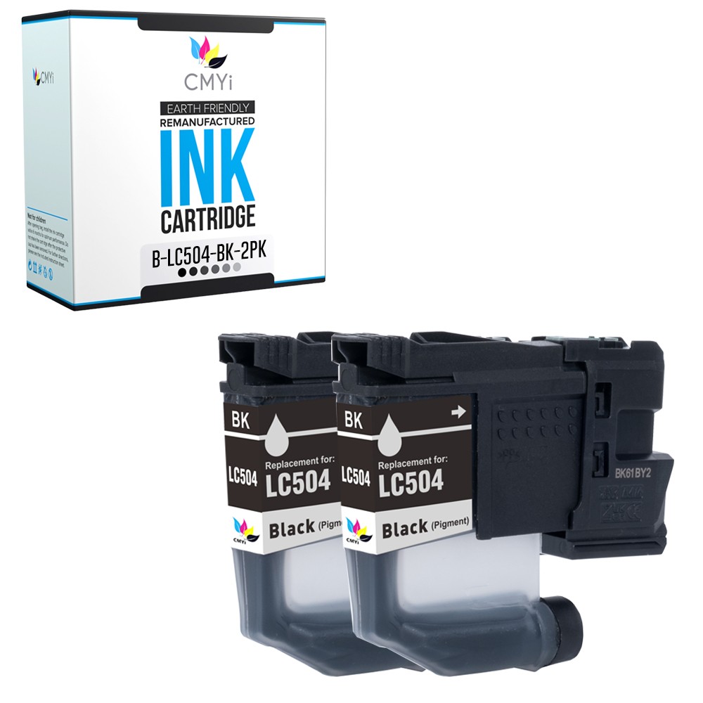 2-Pack Compatible LC504BK Ink Cartridge fits Brother INKvestment MFC-J1365DW