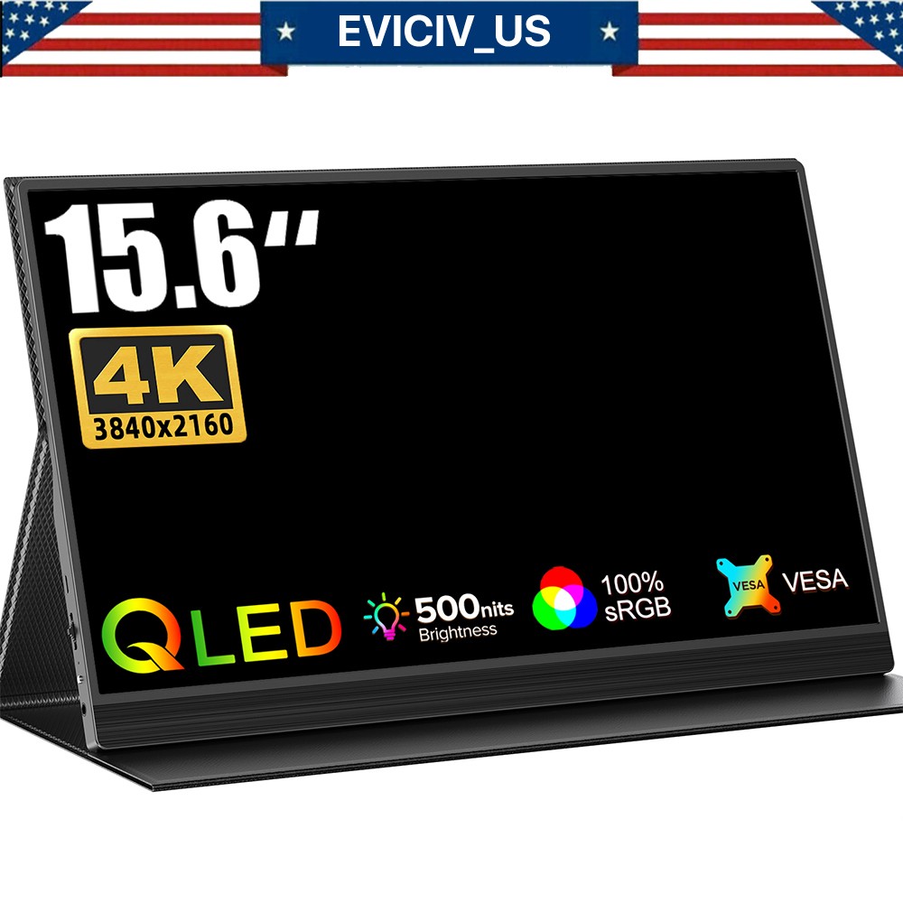 4K Portable Monitor, 15.6" Tragbarer Mobiler IPS Bildschirm UHD 3840*2160 1200:1