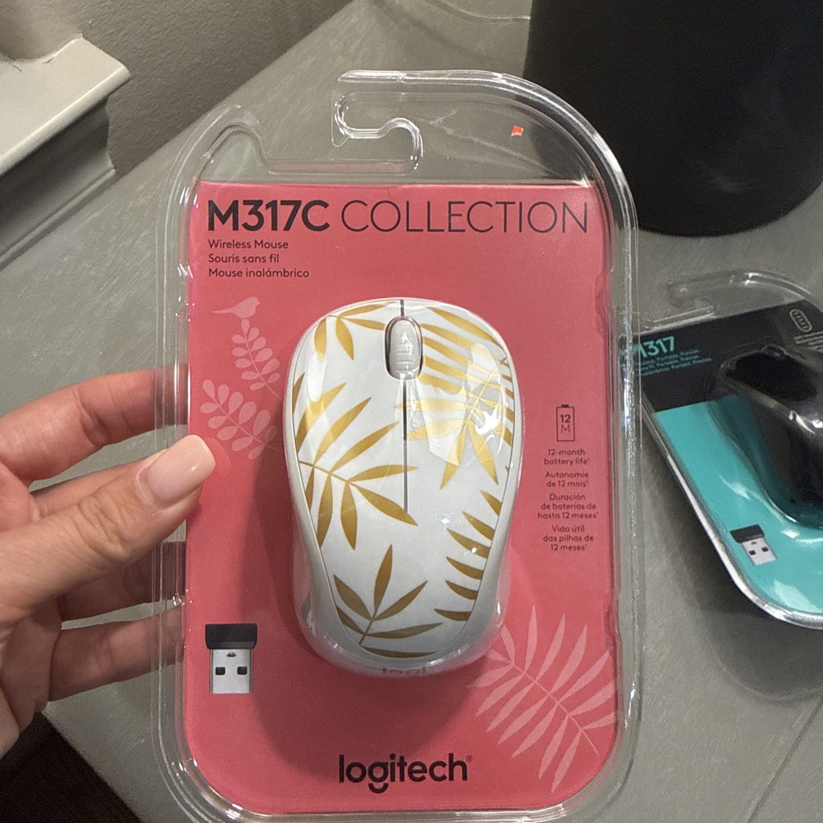 Logitech M317C Wireless Mouse in Bamboo Dream, Collection Limited Edition white 