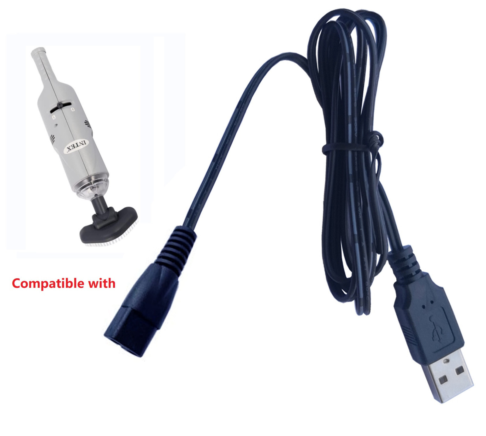 2-Prong USB Charging Cable Cord for Intex 28620E Rechargeable Handheld Vacuum