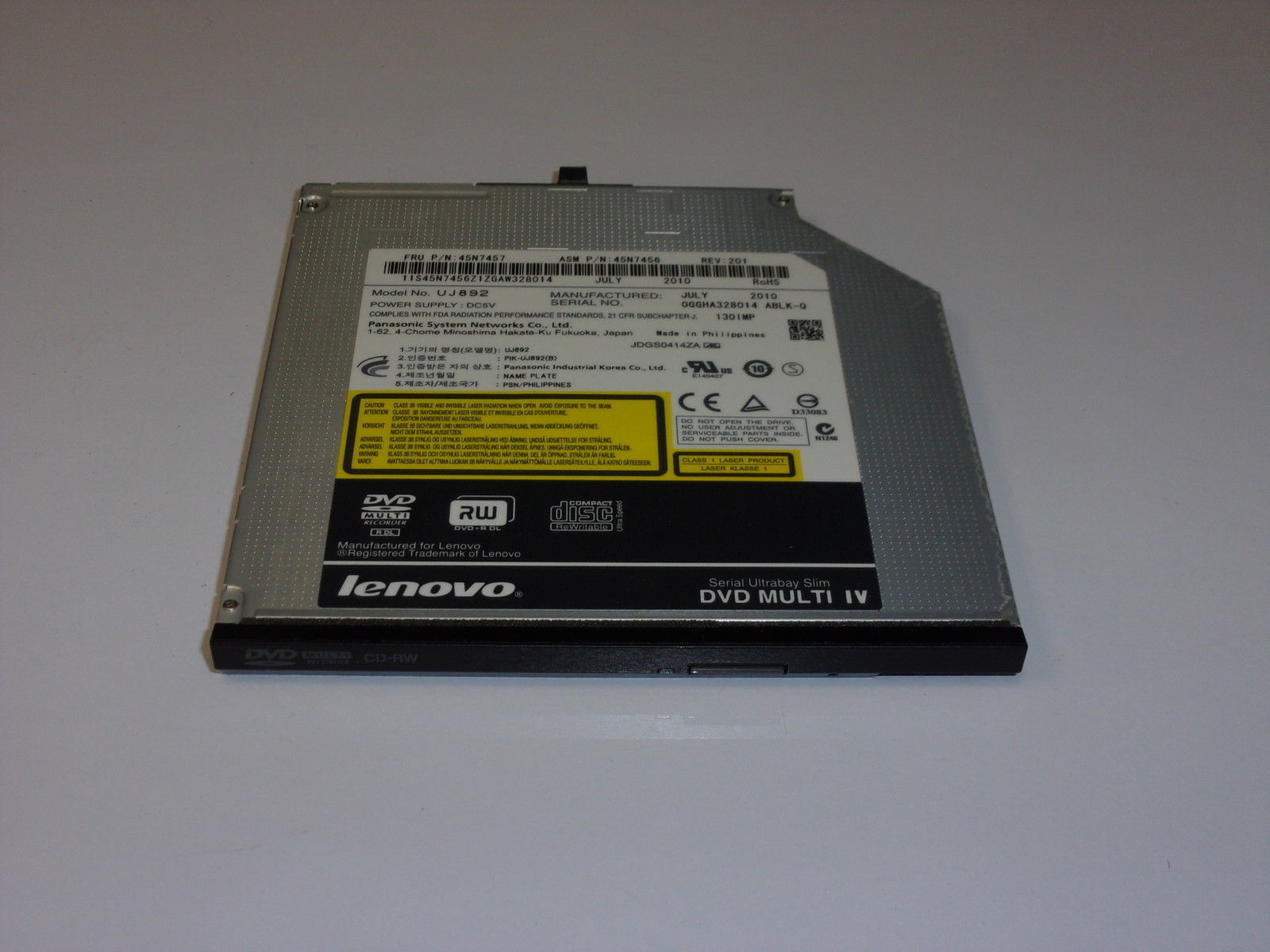 Used Genuine Lenovo ThinkPad T420s Optical Disk Drive UJ8A2 45N7457 45N7453