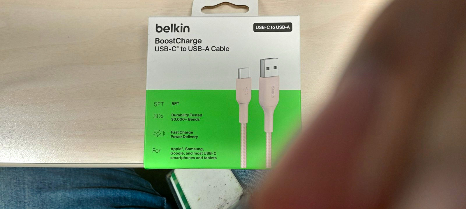 Belkin BoostCharge USB-C to USB-A Cable 5ft White Fast Charge **Free Shipping**