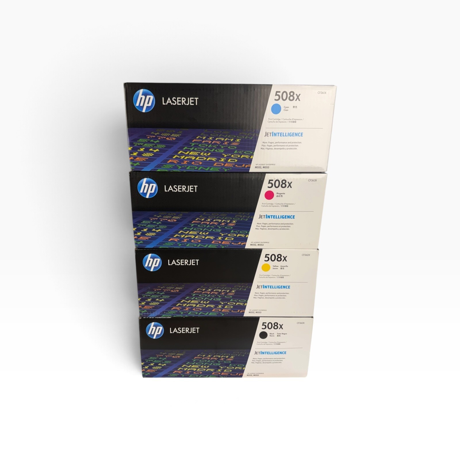 HP 508X CF360X CF361X CF362X CF363X Toner Cartridge Set of 4 C,M,Y, (B Open box)