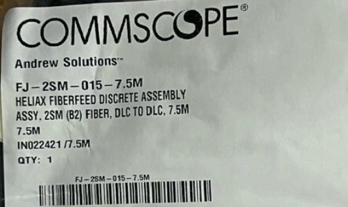 COMMSCOPE FJ-2SM-015-7.5M Discrete Fiber Jumper 2SM Fibers, 7.5M 24.6 FT /lot 10