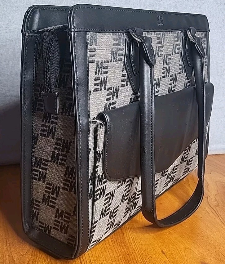 Mobile Edge Geneva Jacquard Tote 17" Laptop Briefcase Black Taupe